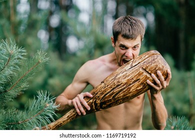 Odd Primitive Naked Man Huge Wooden Shutterstock