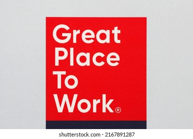 Odder, Denmark - January 14, 2022: Great Place To Work Logo On A Wall. Great Place To Work Is The Global Authority On Workplace Culture