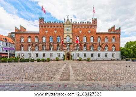 Odense City Hall, built in the style of historicism, resembling the Palazzo Publico at Siena