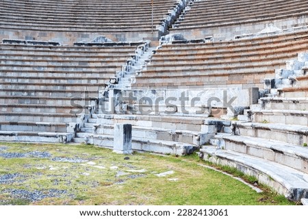 Odeon, ancient theater ruins. Asclepion of Pergamum (Asclepieion), ancient Greek and Roman sacred place and medical center. Bergama (Izmir region), Turkey (Turkiye)