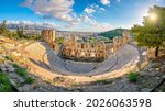 The Odeon of Herodes Atticus Roman theater structure at the Acropolis of Athens, Greece.