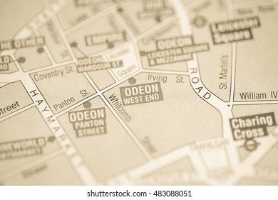 Odeon West End Cinema. London, UK Map.