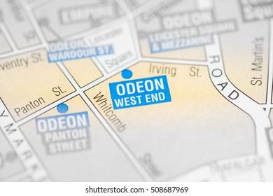 Odeon West End Cinema. London, UK Map.