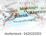 Odesa, Ukraine on a map