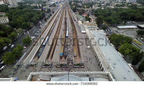Odessa railway station,\
aerial view