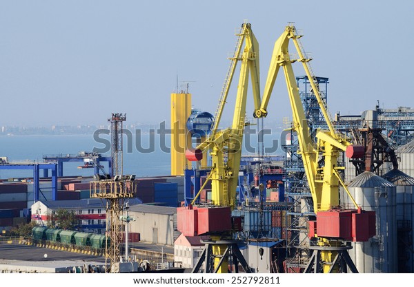 Odessa sea port container terminal\
,Ukraine,important transportation hub on Black\
Sea
