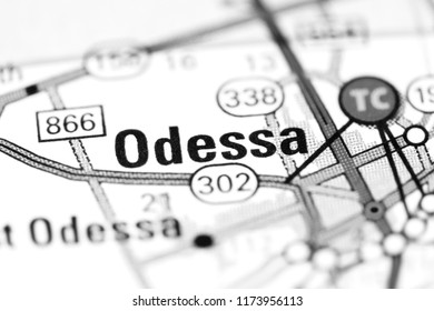 Odessa. Texas. USA On A Map