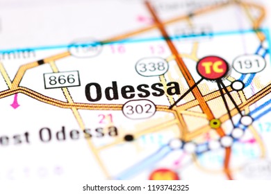 Odessa. Texas. USA On A Map