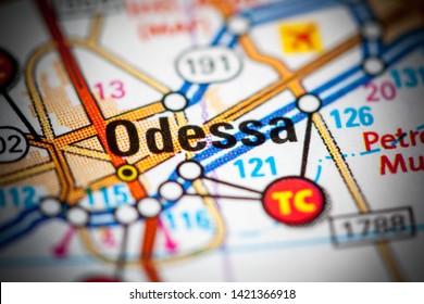 Odessa. Texas. USA On A Map