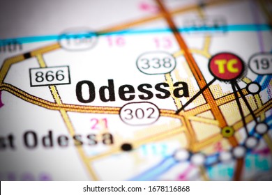 Odessa. Texas. USA On A Map