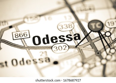 Odessa. Texas. USA On A Map