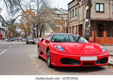 Odessa, Ukraine. 2012 October 13. Ferrari F430 in the street. Editorial photo.