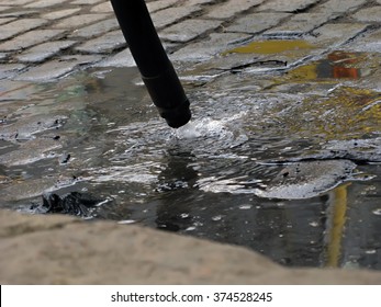 Odessa, Ukraine 8 February, 2016: -: Sewage Truck Running Outdoors - Clean Sewage Overflow, Cleaning Of Pipelines And Potential Problems Of Contamination Of The Storm Water Drain.