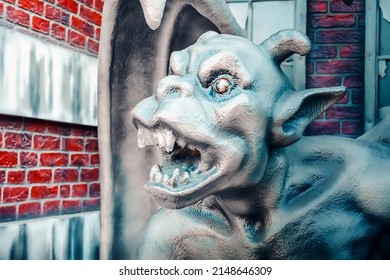 Odessa, Ukraine - August 17, 2021: Fragment Of The Chimera Or Gargoyle Sculpture In The Park Of Odessa, Ukraine.