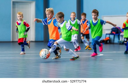 Odessa, Ukraine - December 3, 2016: Little Boys, Children Play In Mini-football In Indoor Sports Hall At Junior Championship Sports City. Children Sports - Healthy Lifestyle. Sport Boy Footballers