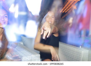 Odessa, Ukraine July 6, 2013: People In Ibiza Nightclub. Creative Photography With Optical Effect Of Ghost In Nightclub At Party Photo.