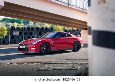 Odessa, Ukraine - June 2020: Legendary Sports Car Nissan GT-R R35 In Red Color.