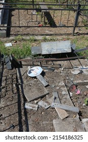 Odessa, Ukraine
May, 6.2022
The war of Russia against Ukraine. The Tairovskoye cemetery after the Russian rocket hit.
Burned crosses, destroyed graves and tombstones.