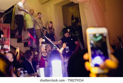 Odessa, Ukraine September 30, 2016: Ministerium Night Club. Crowd Meets Paris Hilton At Entrance To Club. Fans Meet Celebrity