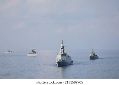 Odessa,Ukraine 27 Feb 2022:Fleet Of The Russian Navy Shooting Target Aircraft And Ships At The Black Sea In The Waters Off The Southern Coast Of Ukraine.  