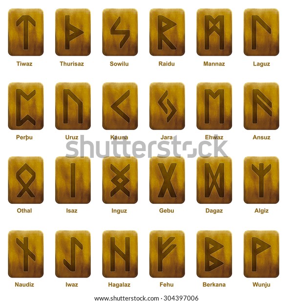 Odins Runes Magic Symbols Divination Image Stock Photo 304397006 ...