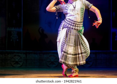 Odissi Dance (Indian Performing Art) Pose, Shot From A Live Dance Performance.