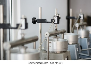 Oedometer Cells For Civil Engineering Soil Testing In Geotechnic Laboratory