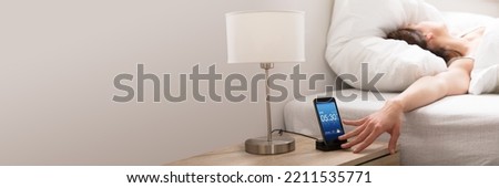 Off Day Alarm Clock Snooze. Mobile Phone Wake Up Snoozing