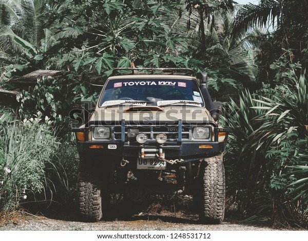 off\
road truck in jungle 04/12/2018 Rachaburi\
Thailand