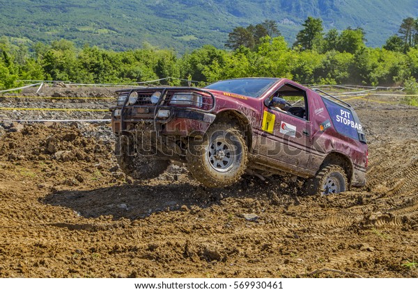 Off road vehicle on the\
4X4 rally race \