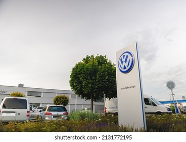 Offenburg, Germany - May 31, 2015: Nutzfahrzeuge Signage Translated As Commercial Vehicles With Logotype Of Volkswagen