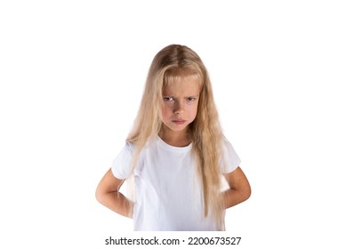 Offended Girl Isolated On White Background.