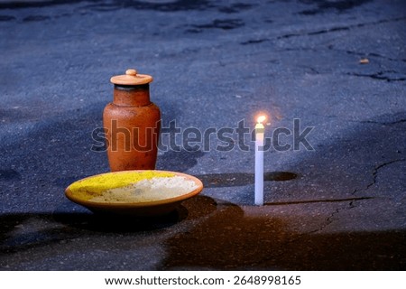 Offering to Exu, the orixa of Umbanda and Candomble on the streets of Belo Horizonte, Minas Gerais