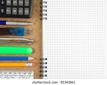 office accessory and notebook with copy space