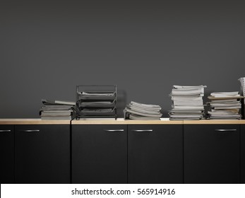 Office Black Wall With Cabinet