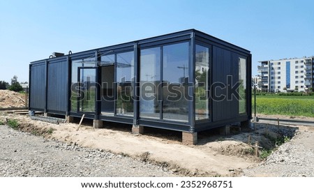 office, building, black house, modern office, module, modular house,