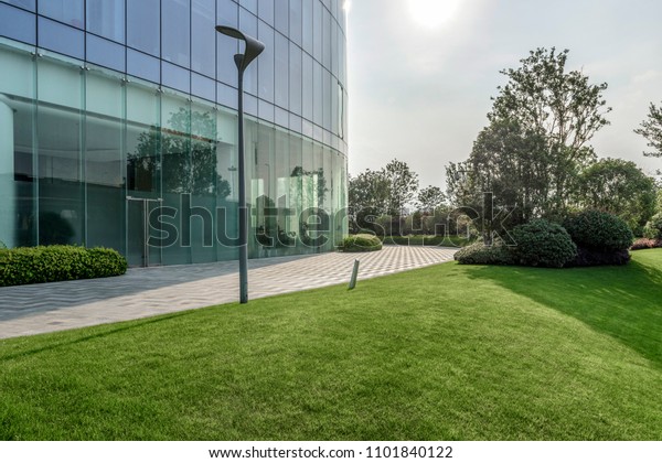 Office building green space\
