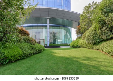 Office Building Green Space ,
Modern Building And Lawn 