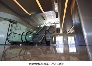 Office Building  Interior Escalators And Stairs