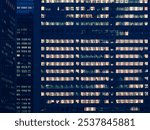 Office building at night with lighting Modern Architecture downtown city Business background