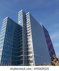 Office buildling with clear blue sky