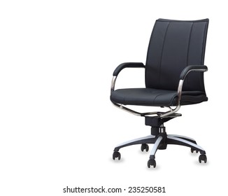 The office chair from black leather. Isolated - Shutterstock ID 235250581