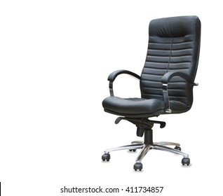 The Office Chair From Black Leather. Isolated