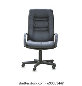 The office chair from black leather. Isolated - Shutterstock ID 633333449