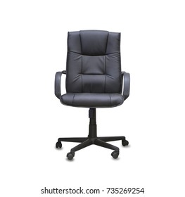 The office chair from black leather. Isolated - Shutterstock ID 735269254