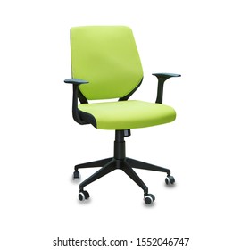 The Office Chair From Green Cloth. Isolated Over White
