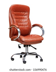 The Office Chair From Orange Leather. Isolated