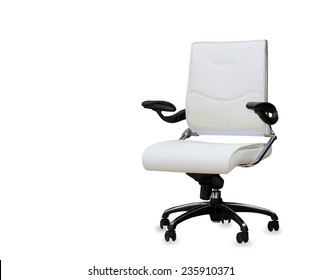 The Office Chair From White Leather. Isolated