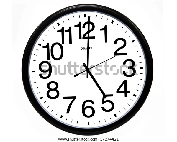 Office Clock Showing 5 Oclock Isolated Stock Photo Edit Now