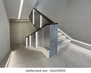 Office corridor with stairs, . The concept of modern interior design trends - Powered by Shutterstock